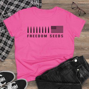 Freedom Seeds Women's Midweight Cotton Pink Short Sleeve Tee